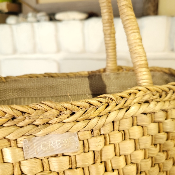 J. Crew Straw Zippered Tote Shoulder Bag - Picture 8 of 15